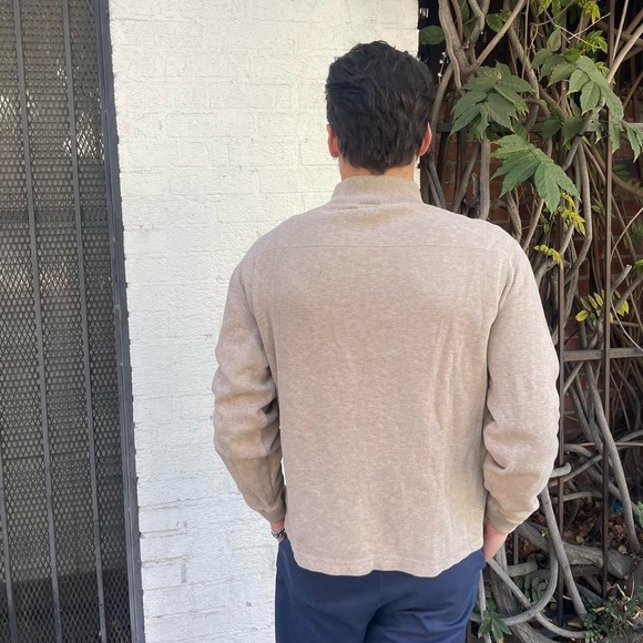 Jos.a.bank Mens preppy cream sweater 1/4 zip size L - Picture 3 of 7